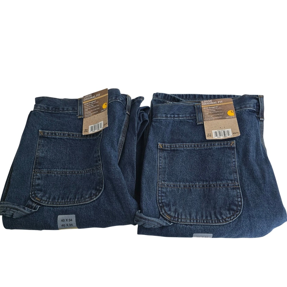 Carhartt B13 DPS Loose Original Fit Work Dungaree Jeans Dark Stonewash 40x34 NEW